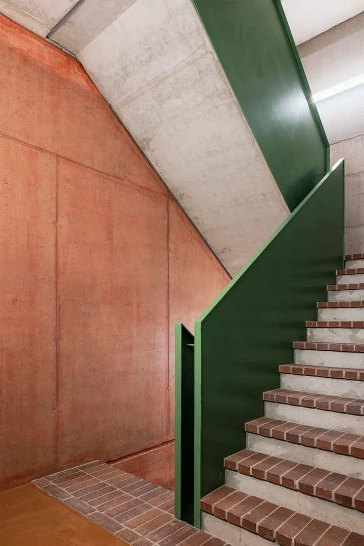 Night shot of the building entrance