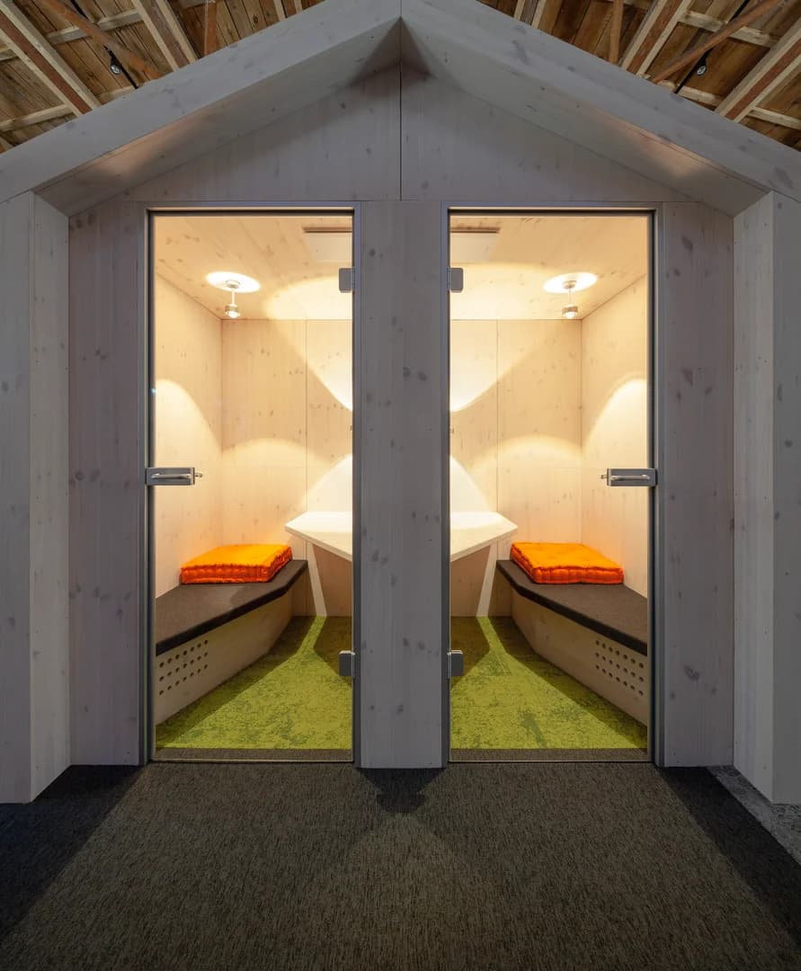 Tall view of the main workspace and roof structure